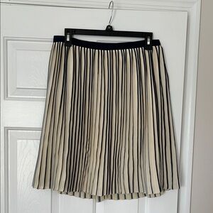 Striped Navy and Cream Pleated Skirt